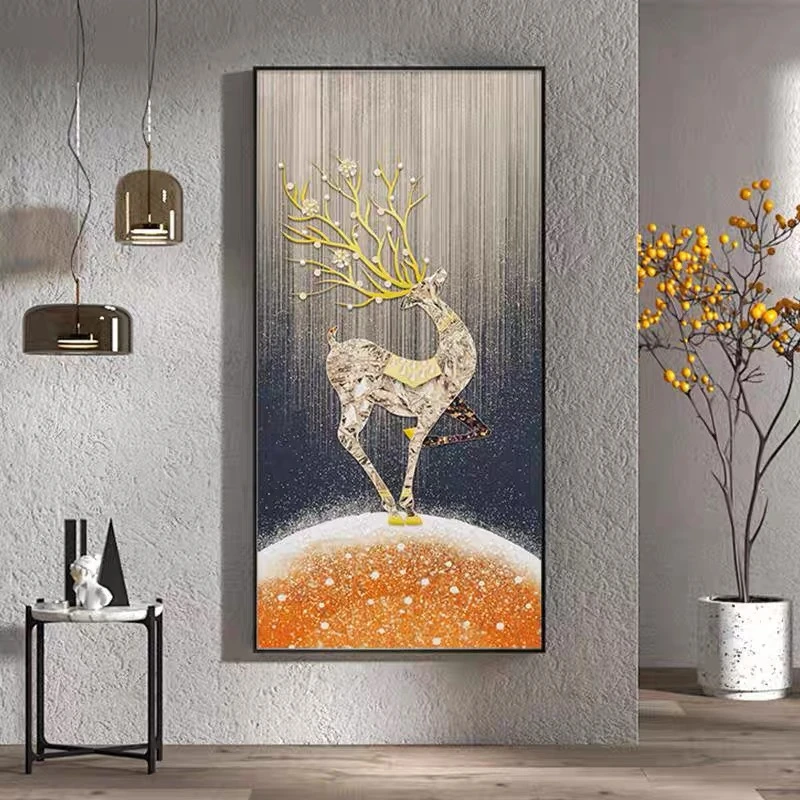 L玄关装饰画走廊过道挂画客厅背景画鹿80160