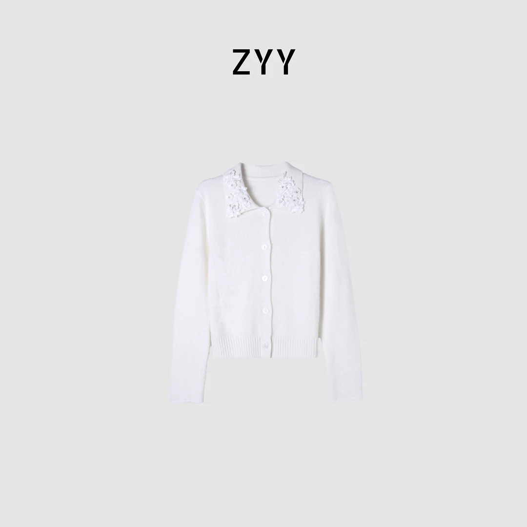 ZYY【风起伦敦】2025S/S新品立体花朵钉针织衫开衫X25DMZZS04839