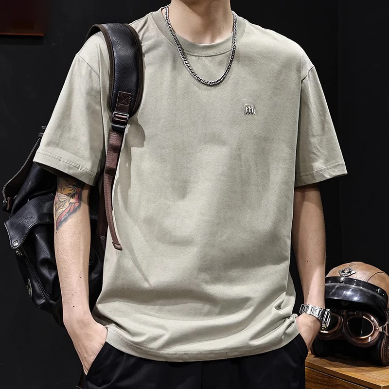 LEIGHZ/雷茨短袖t桖男男士纯棉休闲百搭夏季半袖宽松潮流大码简约