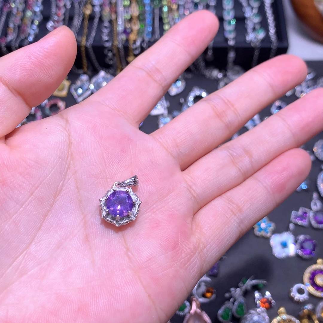 O***3紫晶银S925镶嵌颈饰