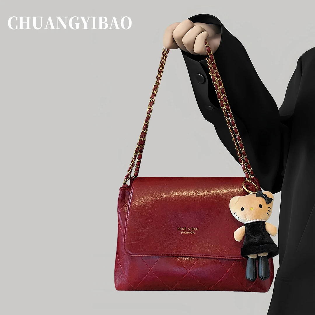 红色大容量新娘婚包包女包2025新款轻奢小众高级感秋冬单肩斜挎包