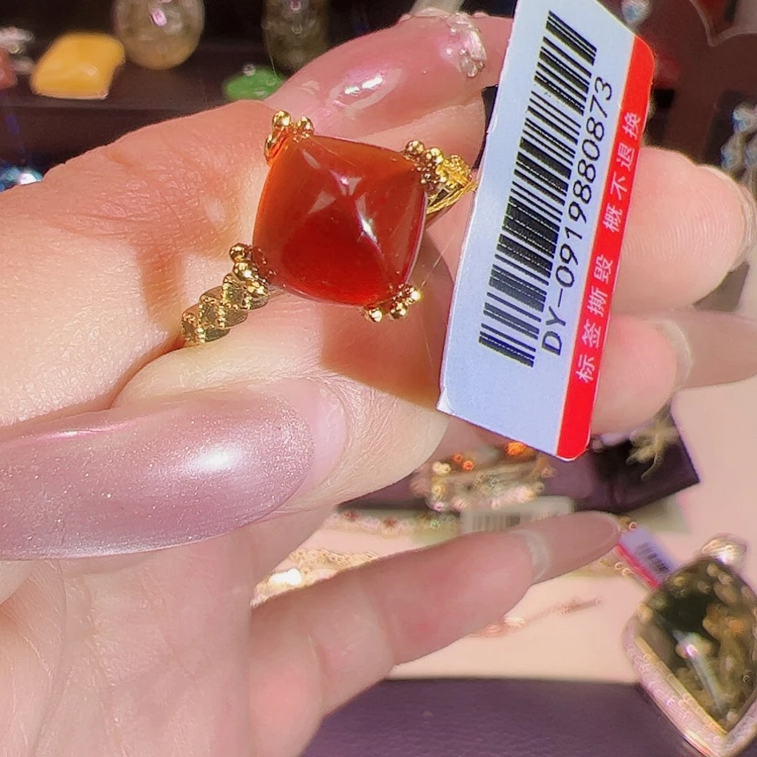 石榴石（芬达石）戒指银S925镶嵌