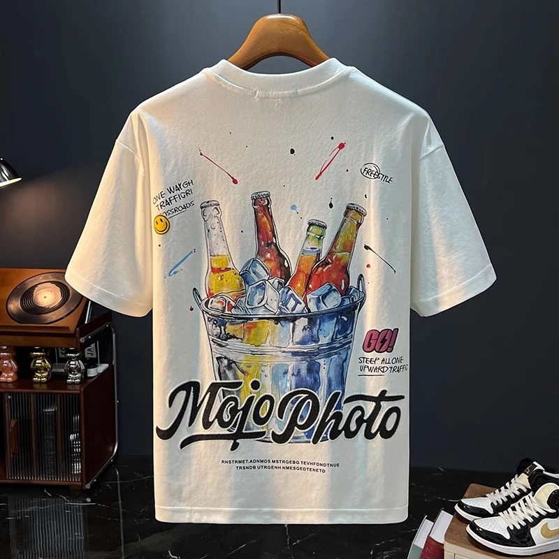 LEIGHZ/雷茨美式宽松短袖T恤男士潮流夏季上衣体恤休闲半袖衣服男