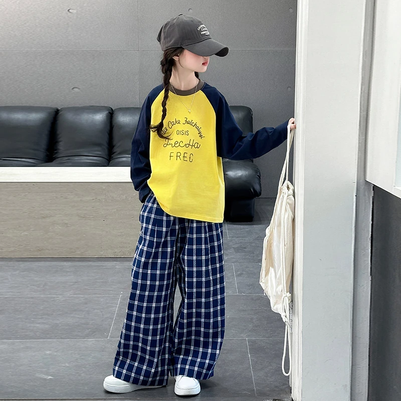 女童t恤长袖春秋2025新款女大童洋气上衣打底衫儿童春装韩系穿搭