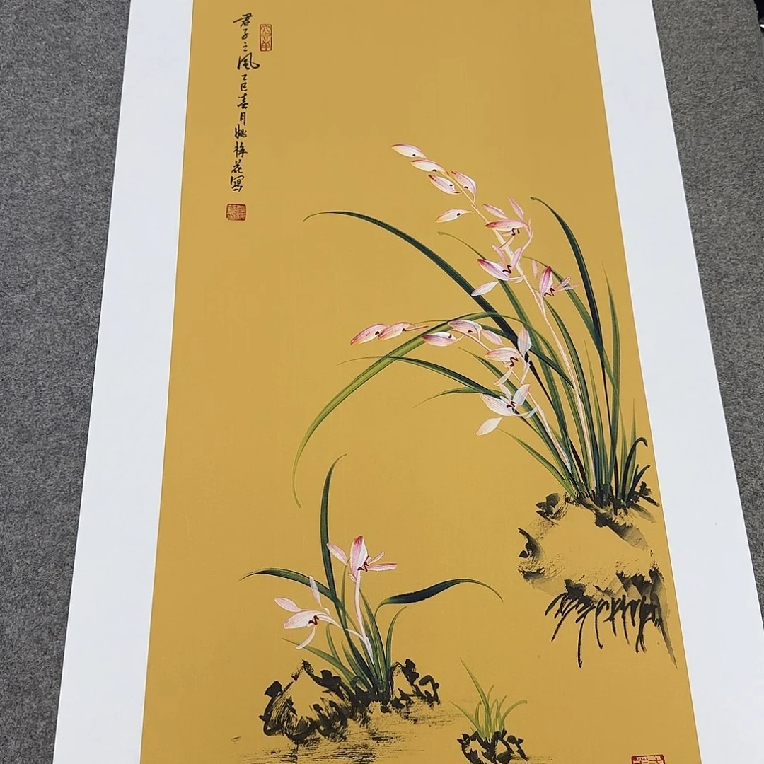 国画一笔两色立体兰花