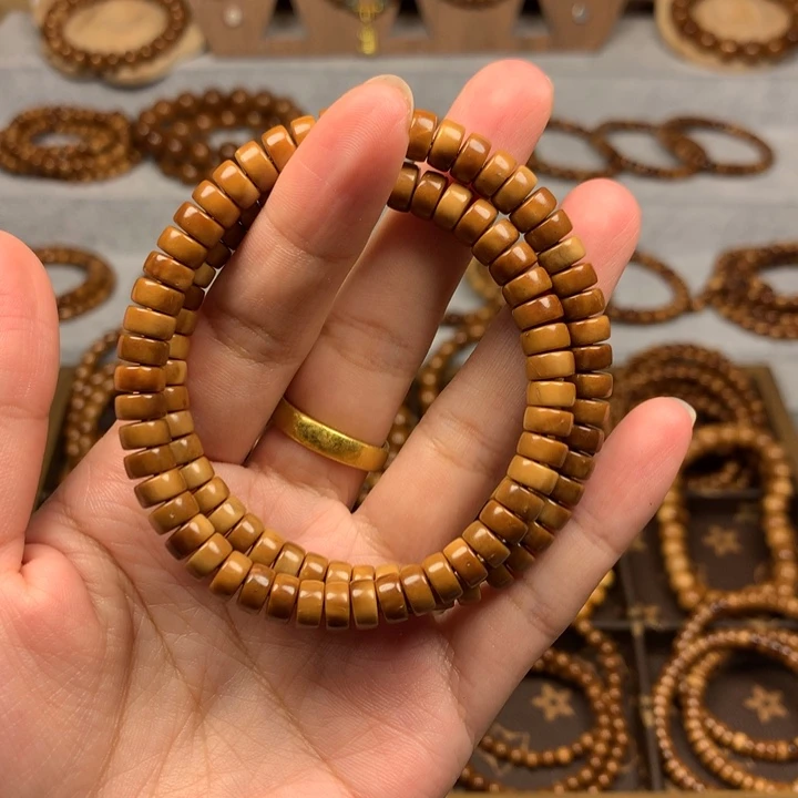 果皮天然库克精挑4*7药片珠双圈男女通用手串