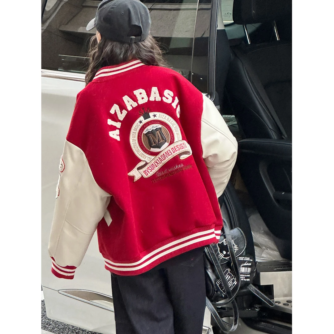 K30282孙小美学院风女童夹棉加厚外套2025新款秋冬大童儿童棒球服