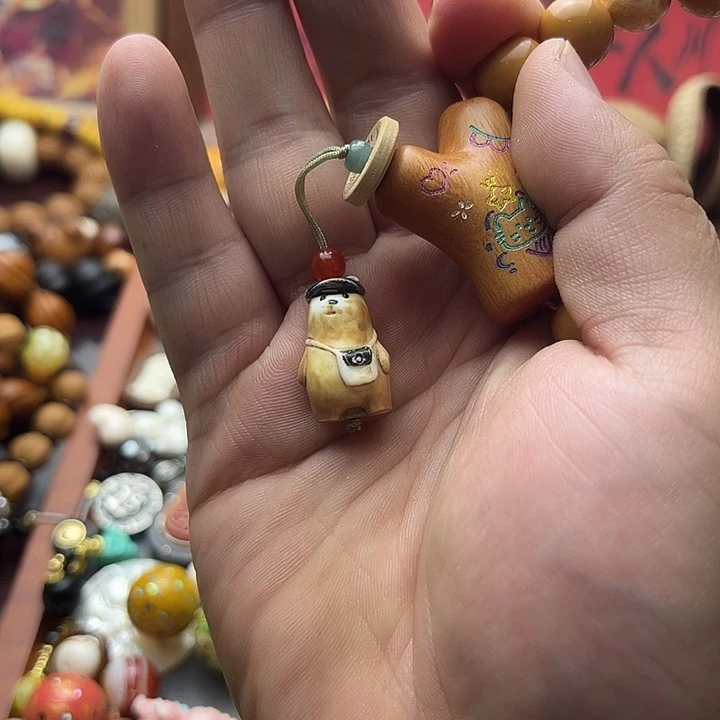 非金属檀木树杈根付熊