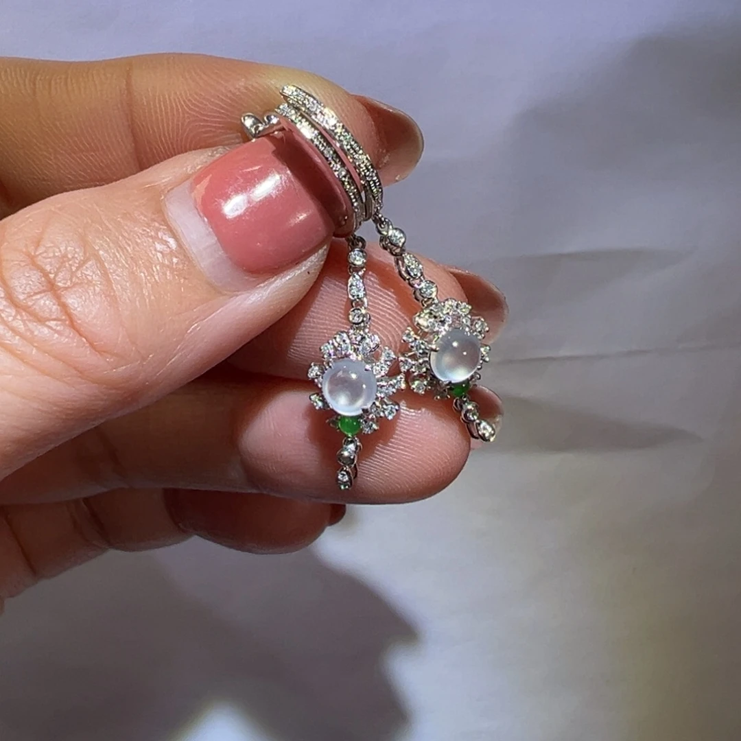 翡翠颈饰18K金镶嵌耳环