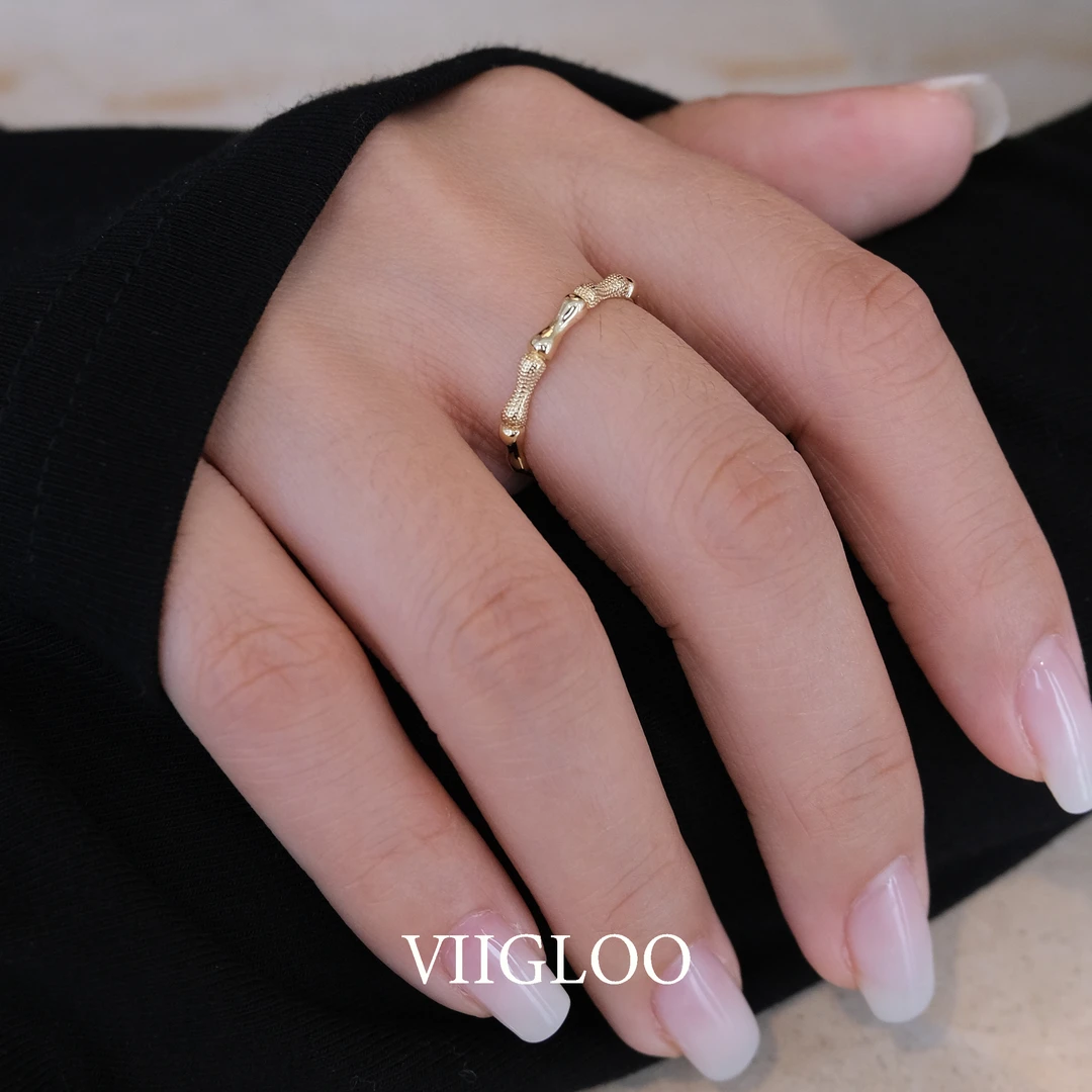 ⅦGLOO｜云影-小众高级感节节高戒指竹节素圈开口戒