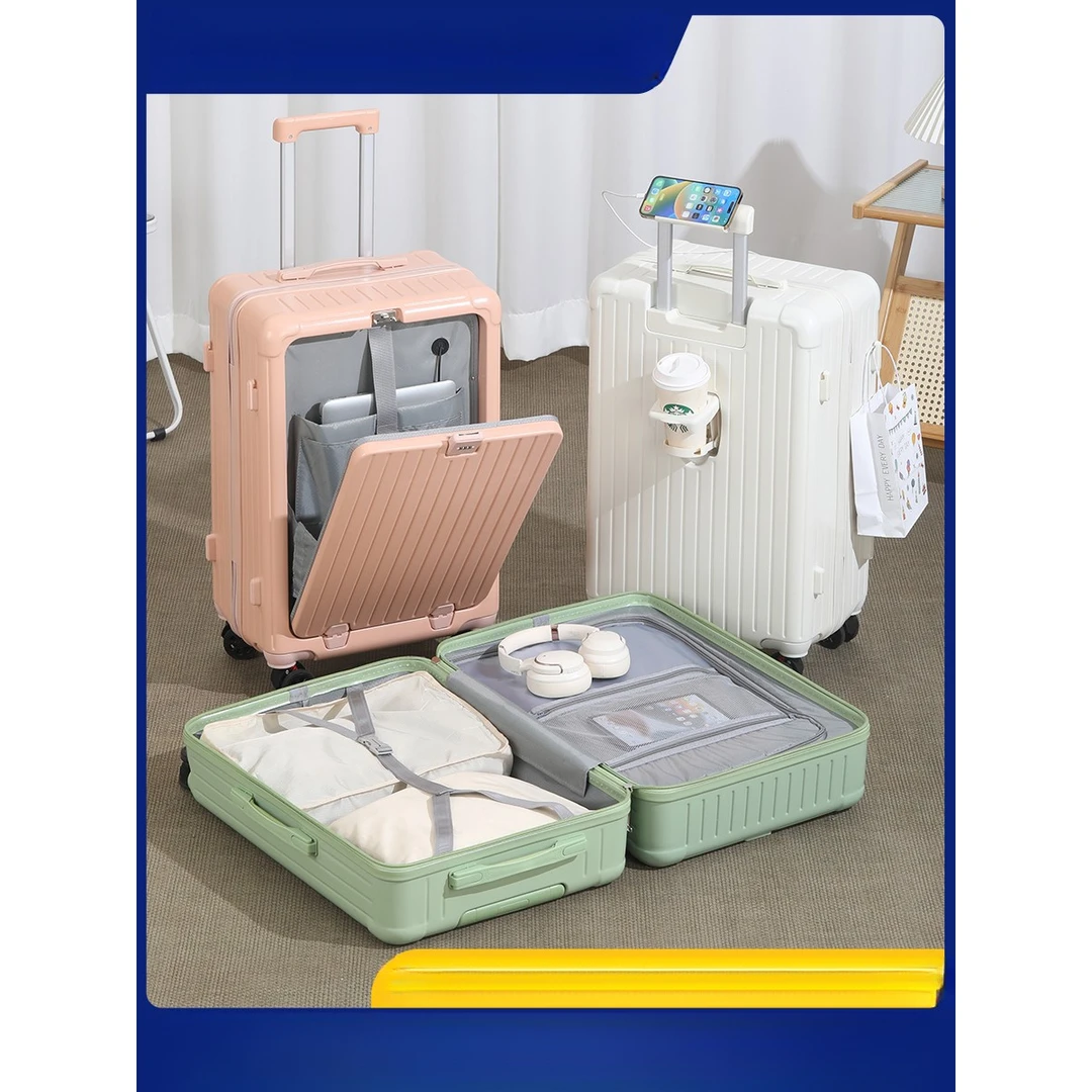 2025新款前开盖密码行李箱抗摔多功能旅行箱包登机平湖拉杆箱