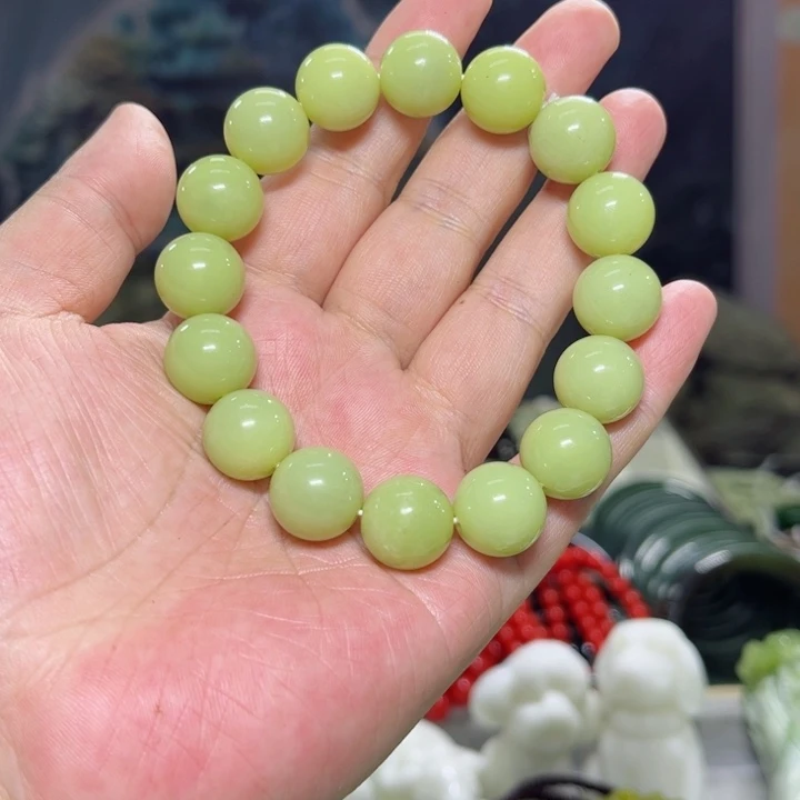 蛇纹石玉手链未镶嵌学*