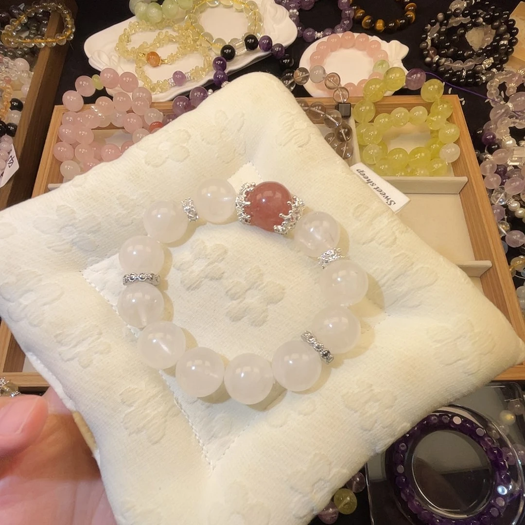 水晶手链未镶嵌白幽灵草莓晶