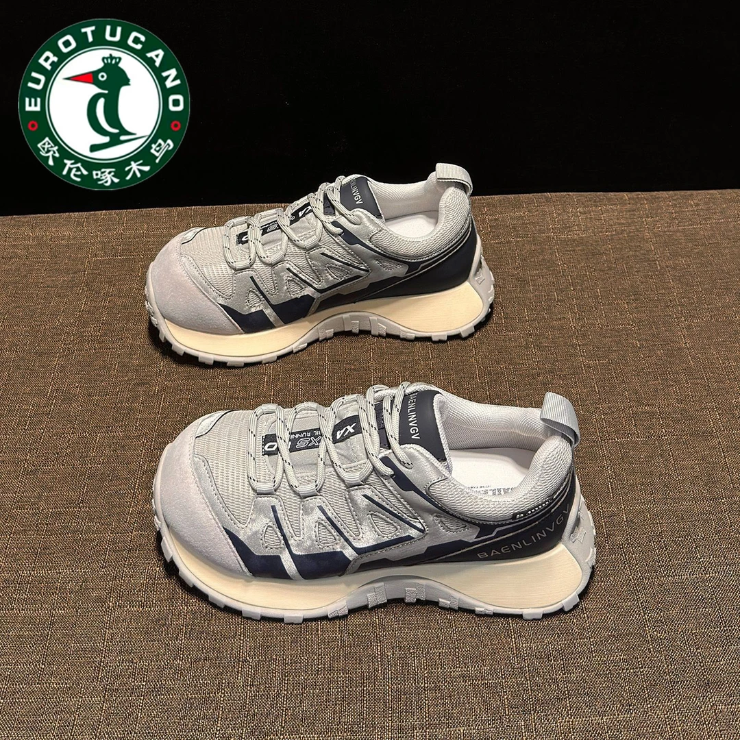 欧伦啄木鸟百搭丑萌大头厚底老爹鞋女2025秋季新款户外休闲阿甘鞋