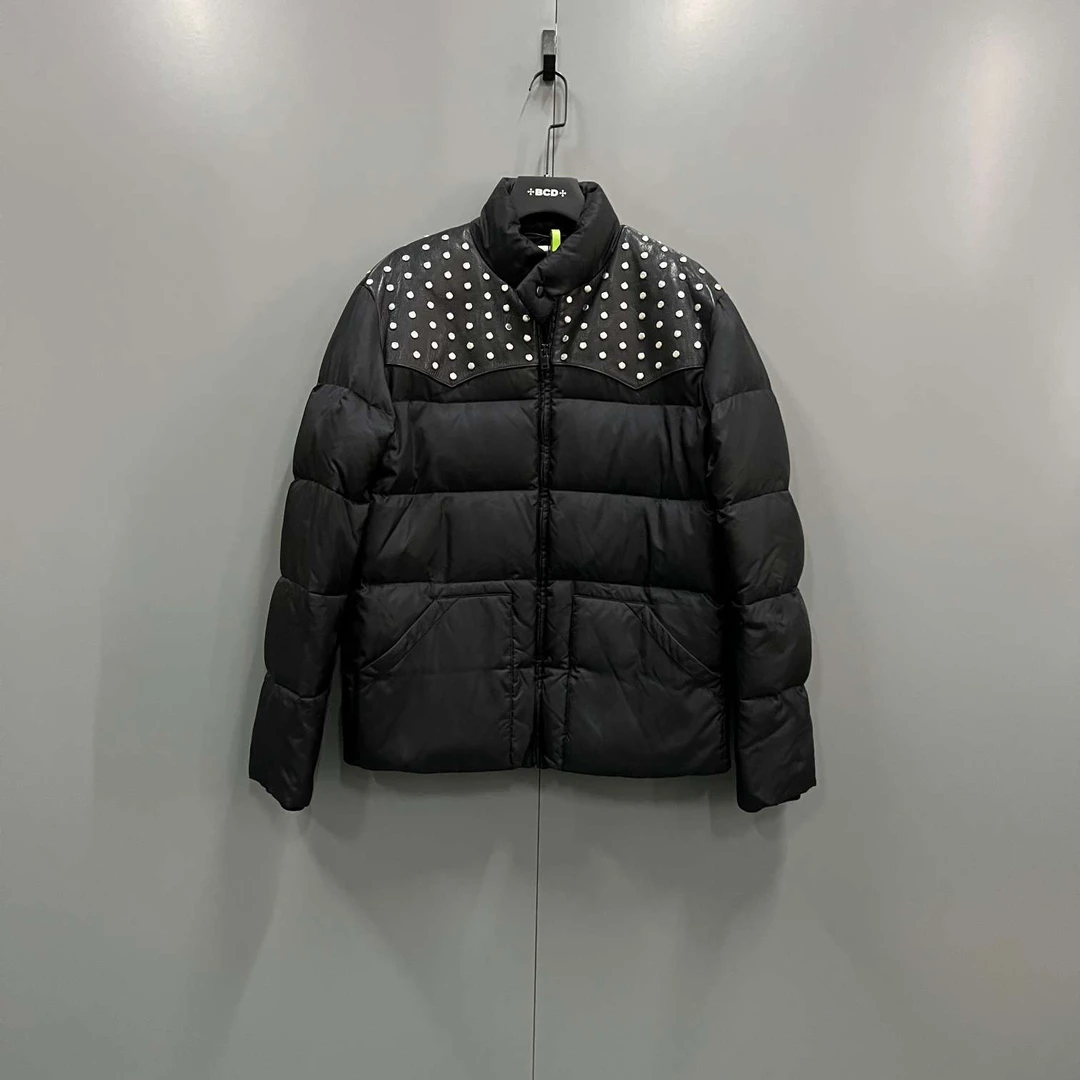 95新 YSL/圣罗兰 q213 拼皮铆钉拼接外套 54码/jc603403