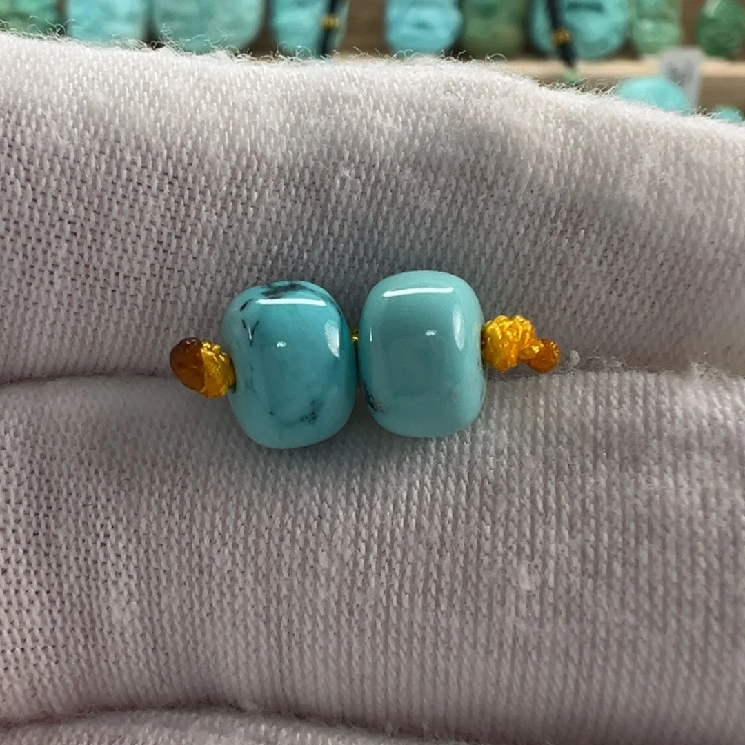 未镶嵌绿松石老型对珠7.6x5.3mm