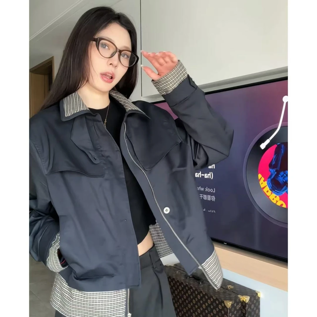 【男女同款】秋季拼接夹克设计感上衣设计师气质长袖休闲外套YT2502
