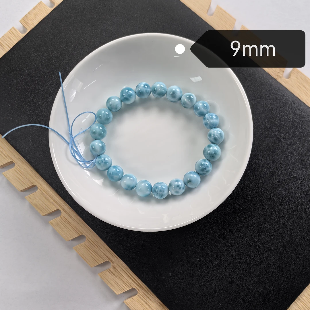 【珠宝厂长】约9mm高品质海纹石圆珠单圈手串