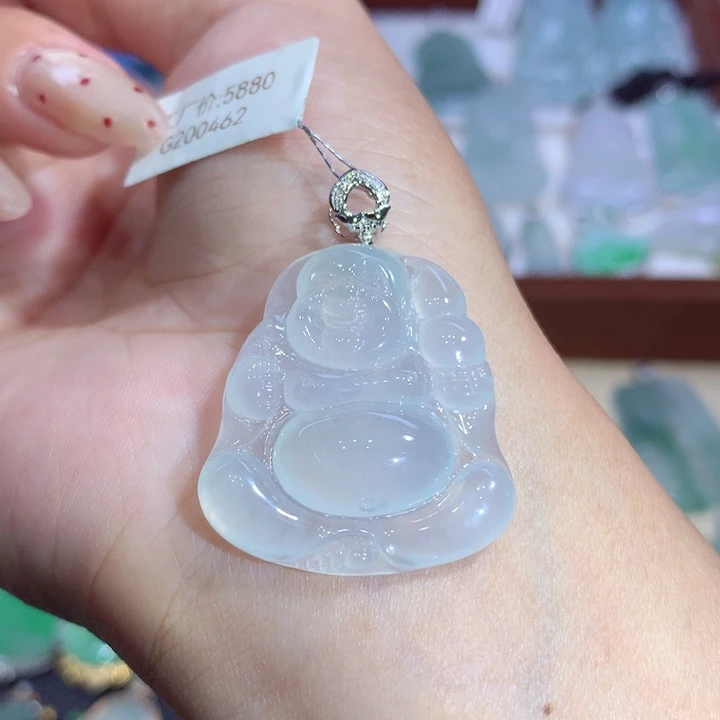 翡翠18K金镶嵌吊坠(不含链)布袋佛