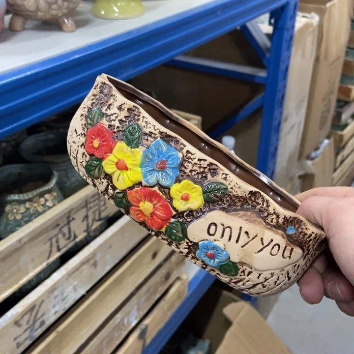 陶瓷花盆单场满9.9发17*9.5*5.5