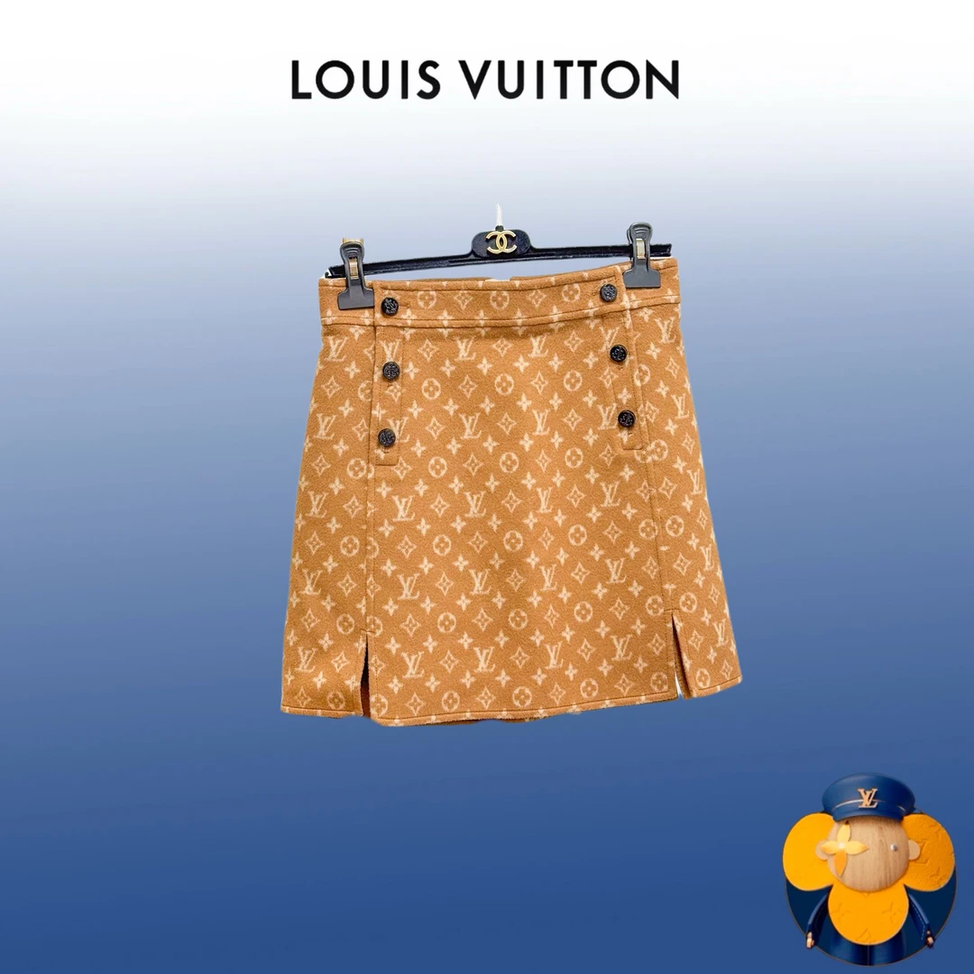 99新 LouisVuitton/路易威登 36码老花满印棕色半身裙