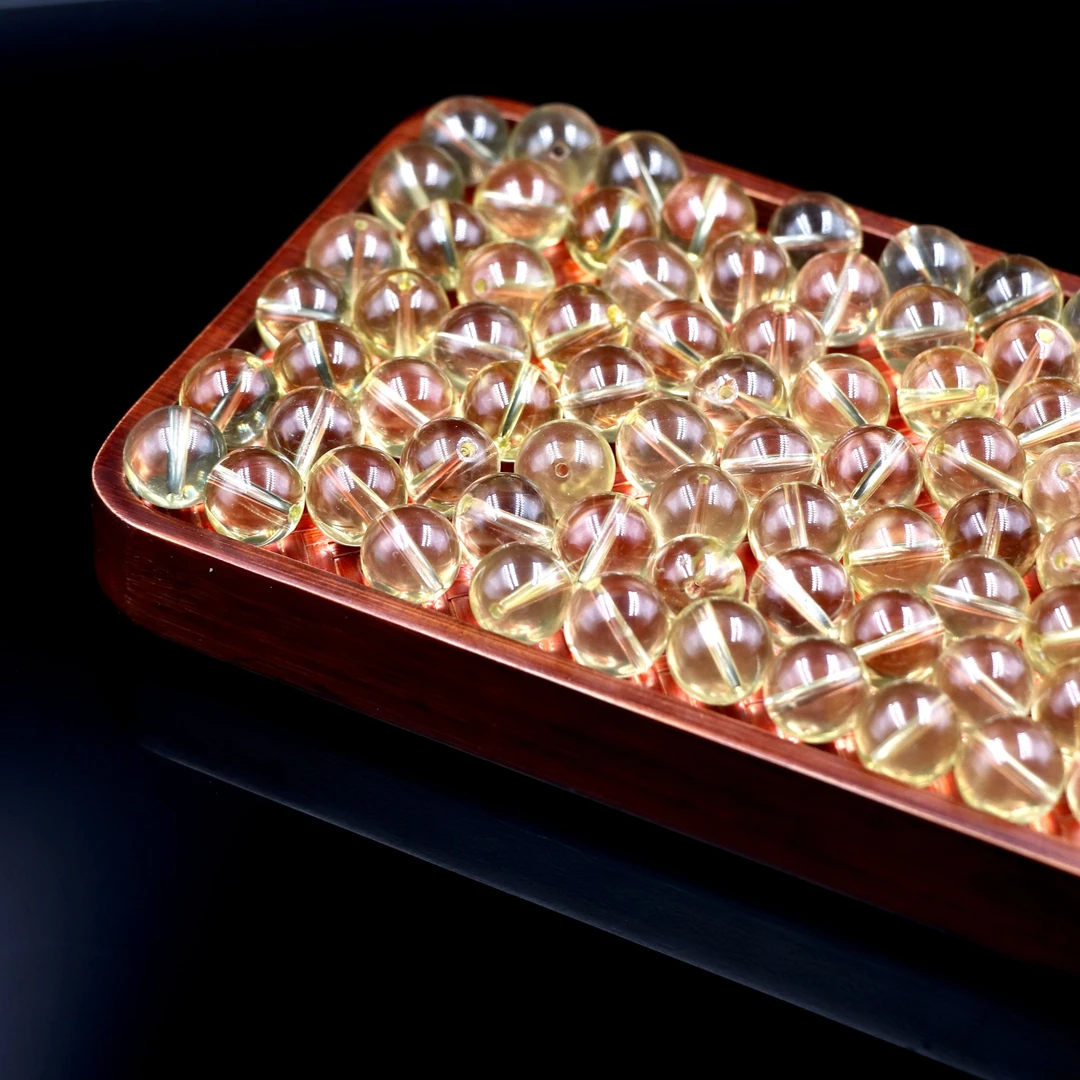 天然巴西老矿净透体黄水晶单珠-约13mm-默认通孔-多样性发一个