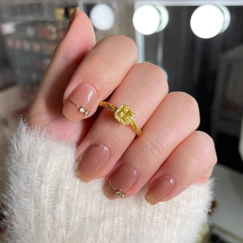 铜合金珐琅戒指 方糖型合金戒指轻奢气质