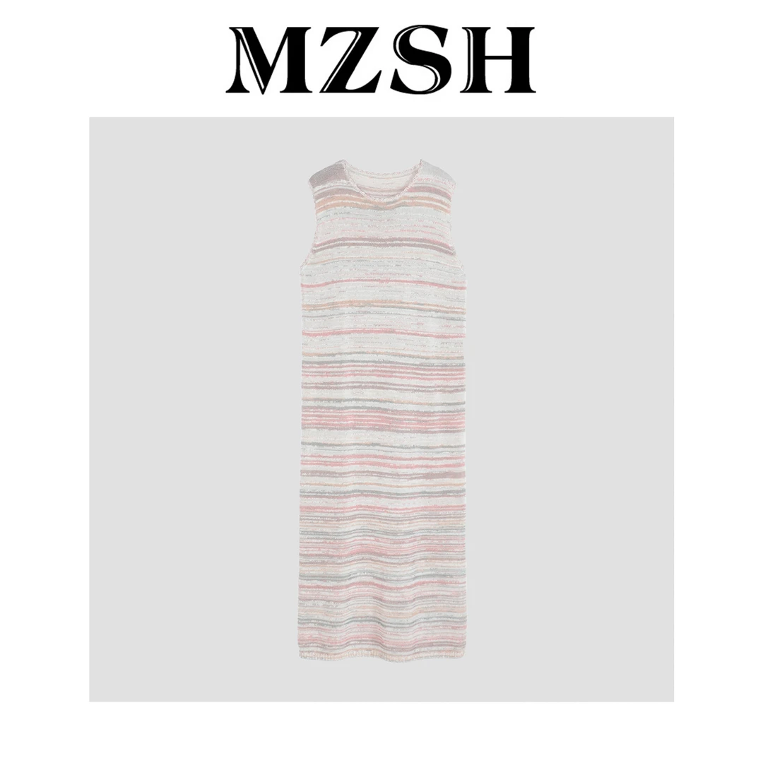 【MZSH】彩虹条纹毛针背心连衣裙DLMZSH170