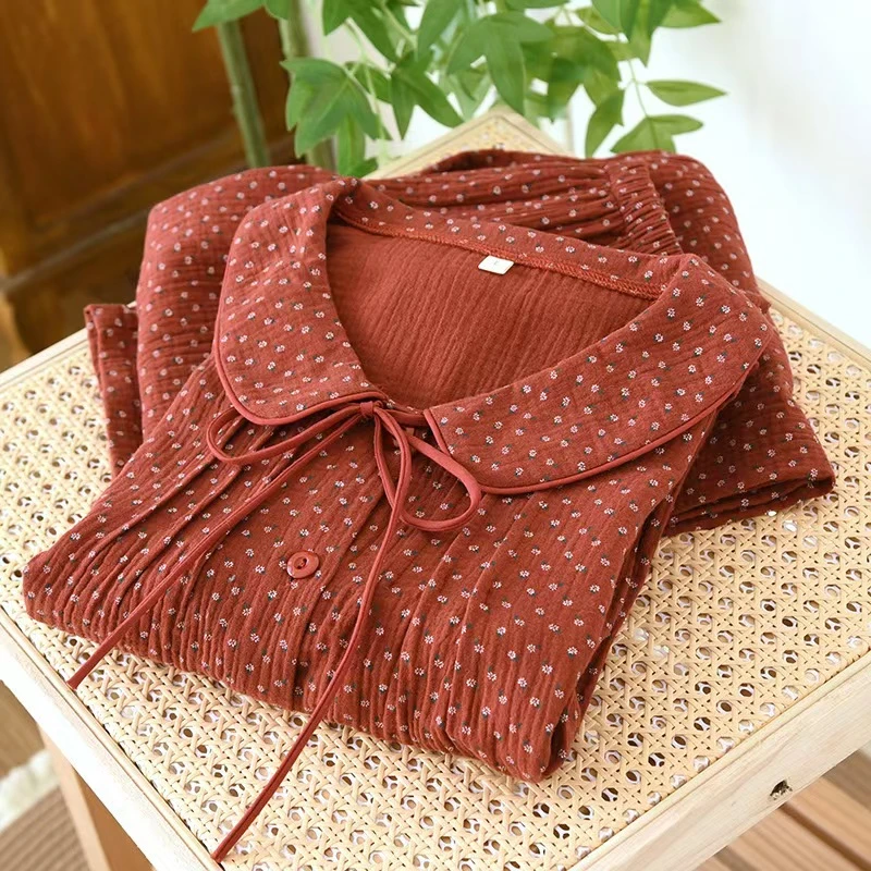 春秋新款女士睡衣家用宽松家居服休闲长袖长裤红色套装家居服