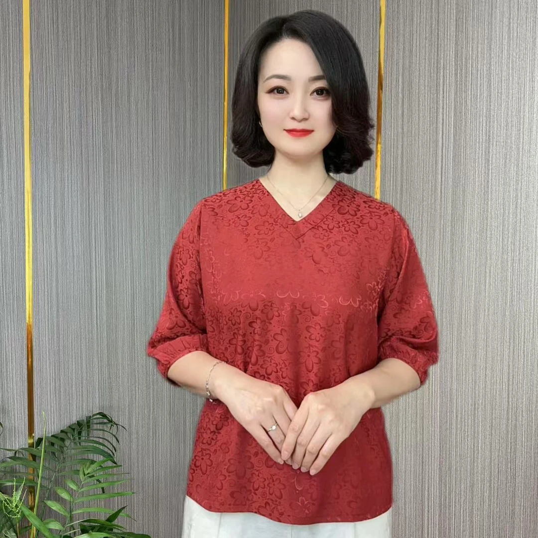 （8202）宽松薄款上衣中袖小衫百搭打底休闲上衣