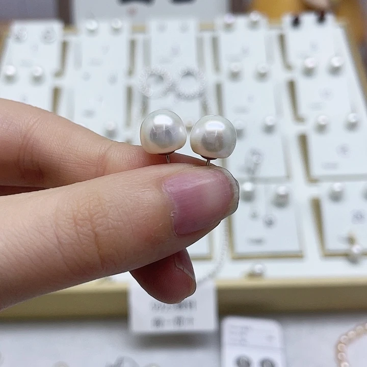 淡水珍珠耳饰银S925镶嵌?****°
