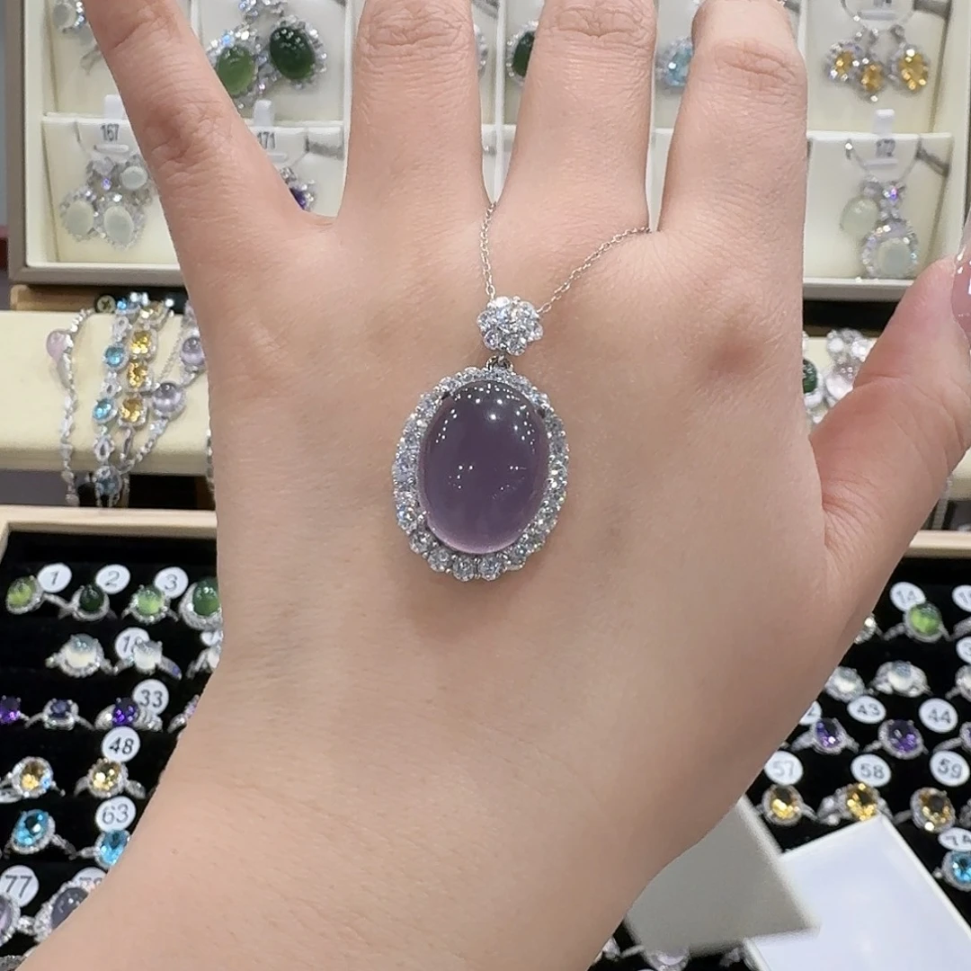 我***吖银S925镶嵌颈饰萤石