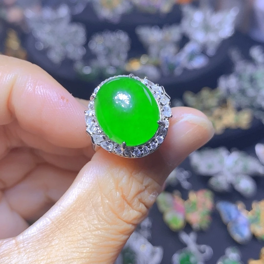 翡翠银S925镶嵌吊坠(不含链)天然