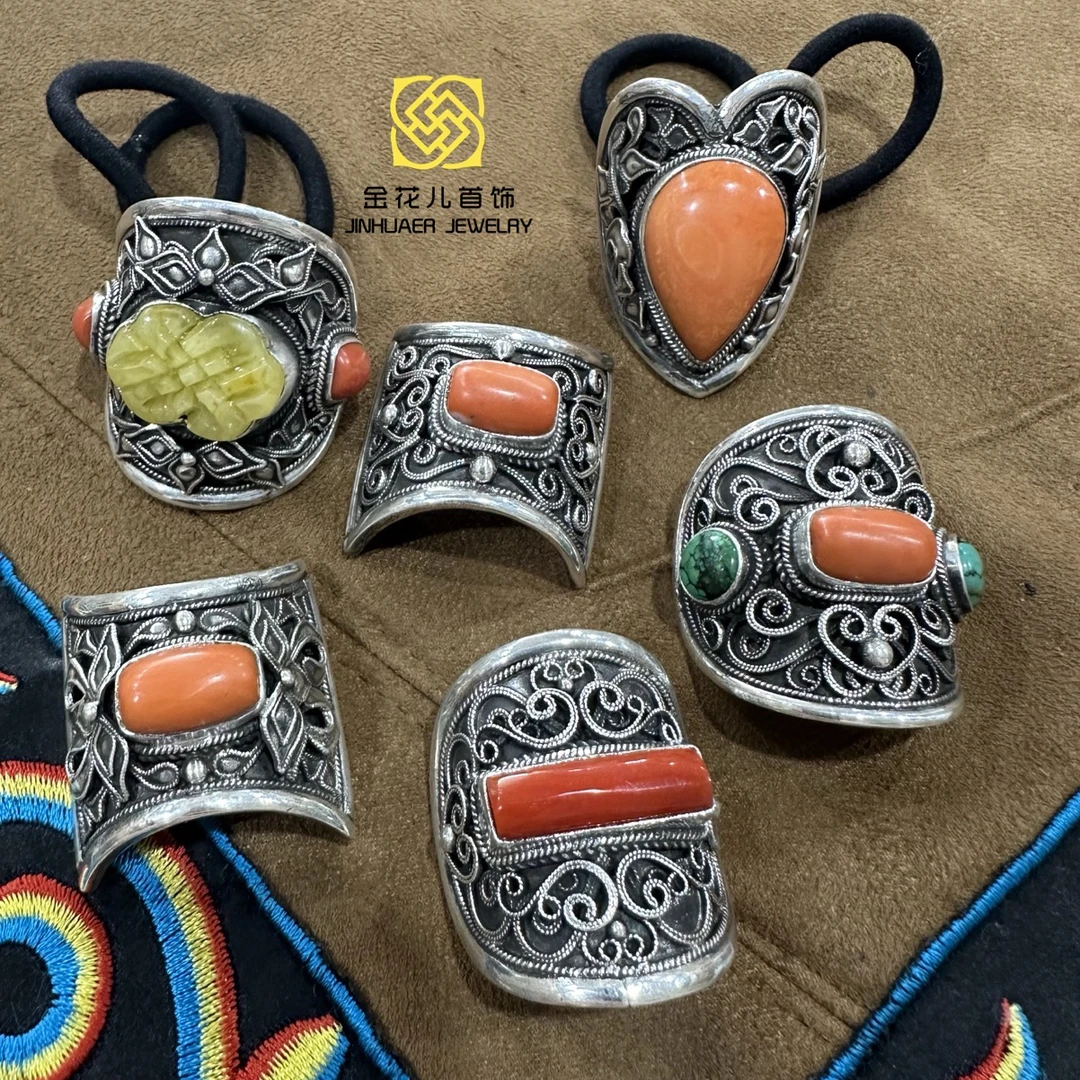 足银银制品 蒙古元素足银旭日蜜蜜乌优头花纯手工时尚百搭复古