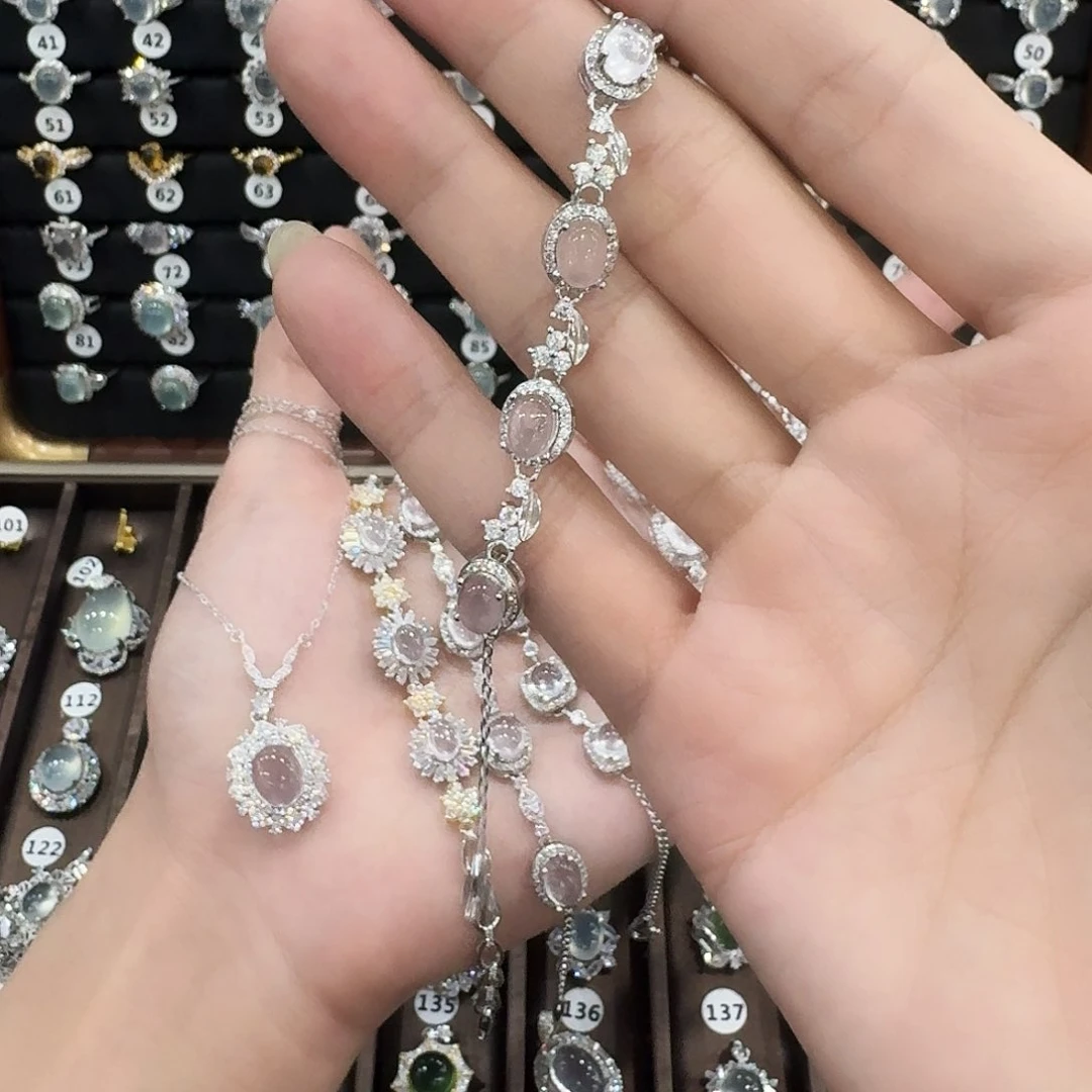 芙蓉石手链银S925镶嵌酸****辣