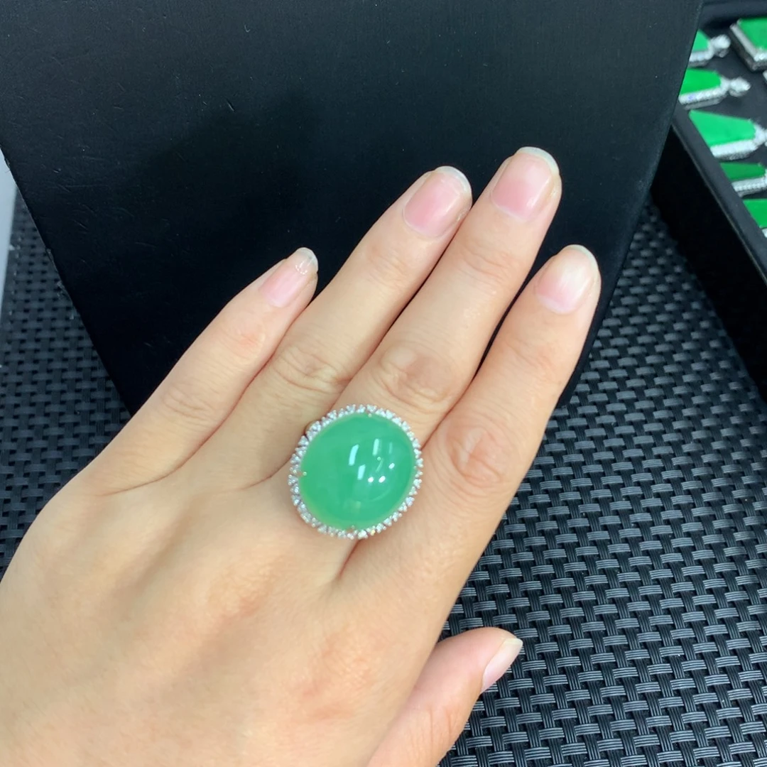 吊坠(不含链)18K金镶嵌翡翠130号