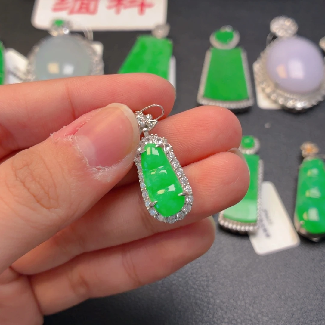 翡翠银S925镶嵌吊坠(不含链)