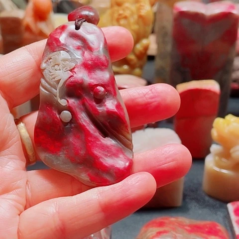 昌化石昌化精品鸡血石挂件