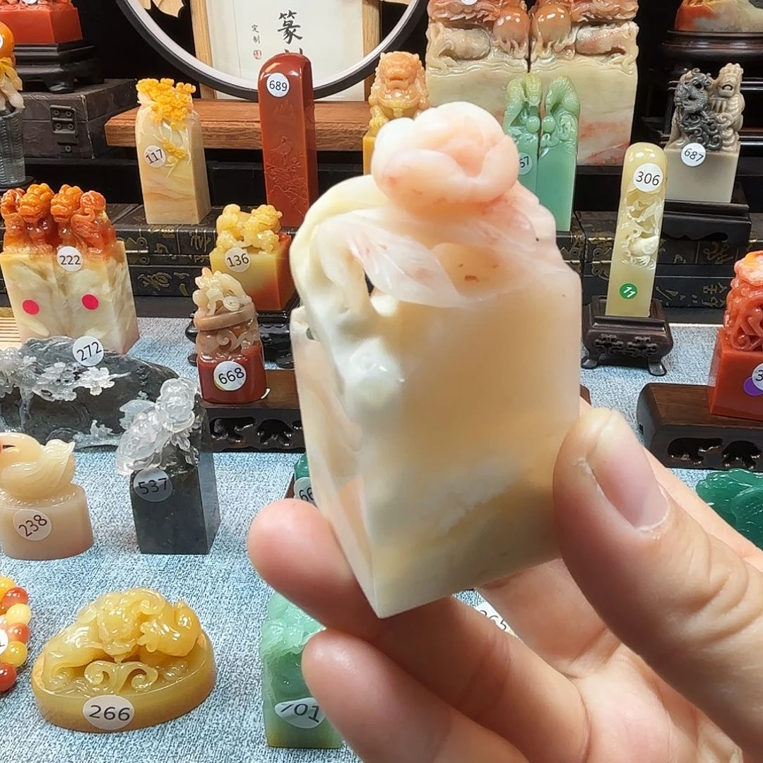 印石寿山石牡丹花8