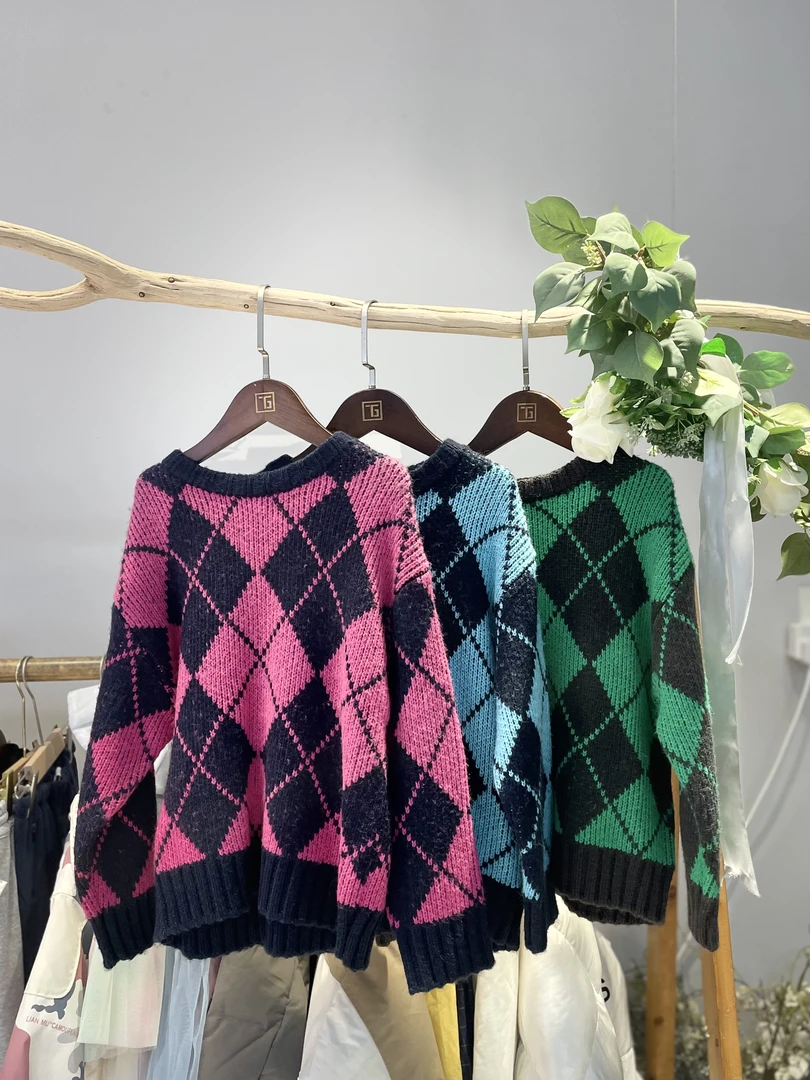 DDR6154菱形提花毛衣【120-170】（非质量不退换）