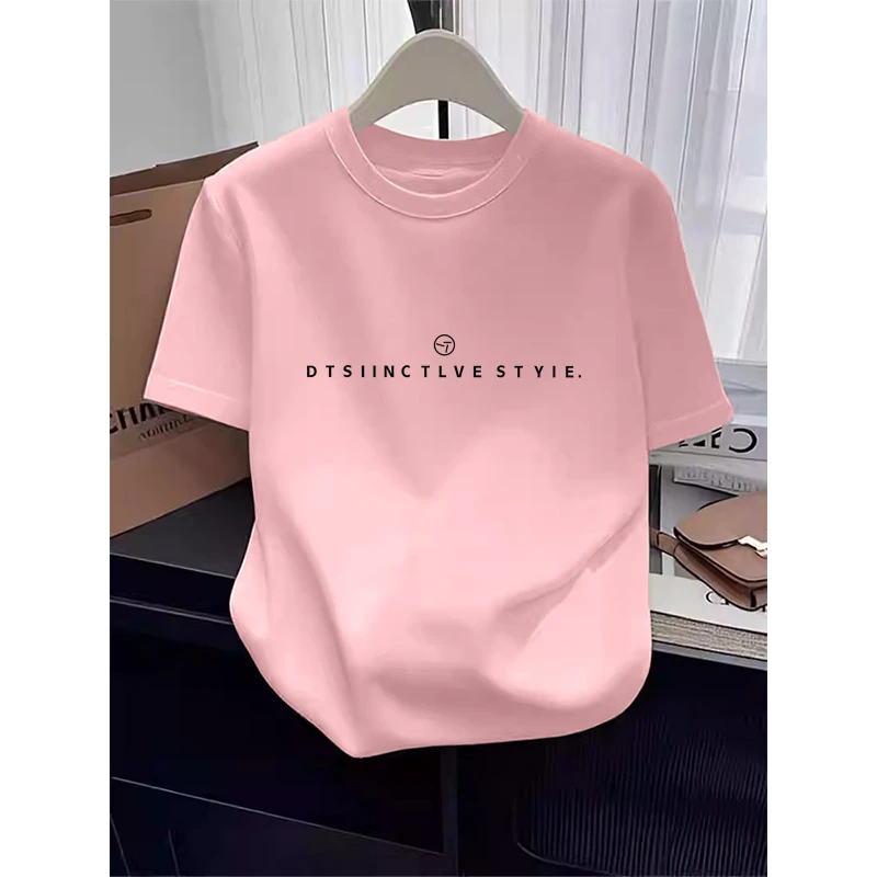 正肩磨毛纯棉短袖T恤女时尚百搭减龄粉色显瘦上衣打底衫秋季新款