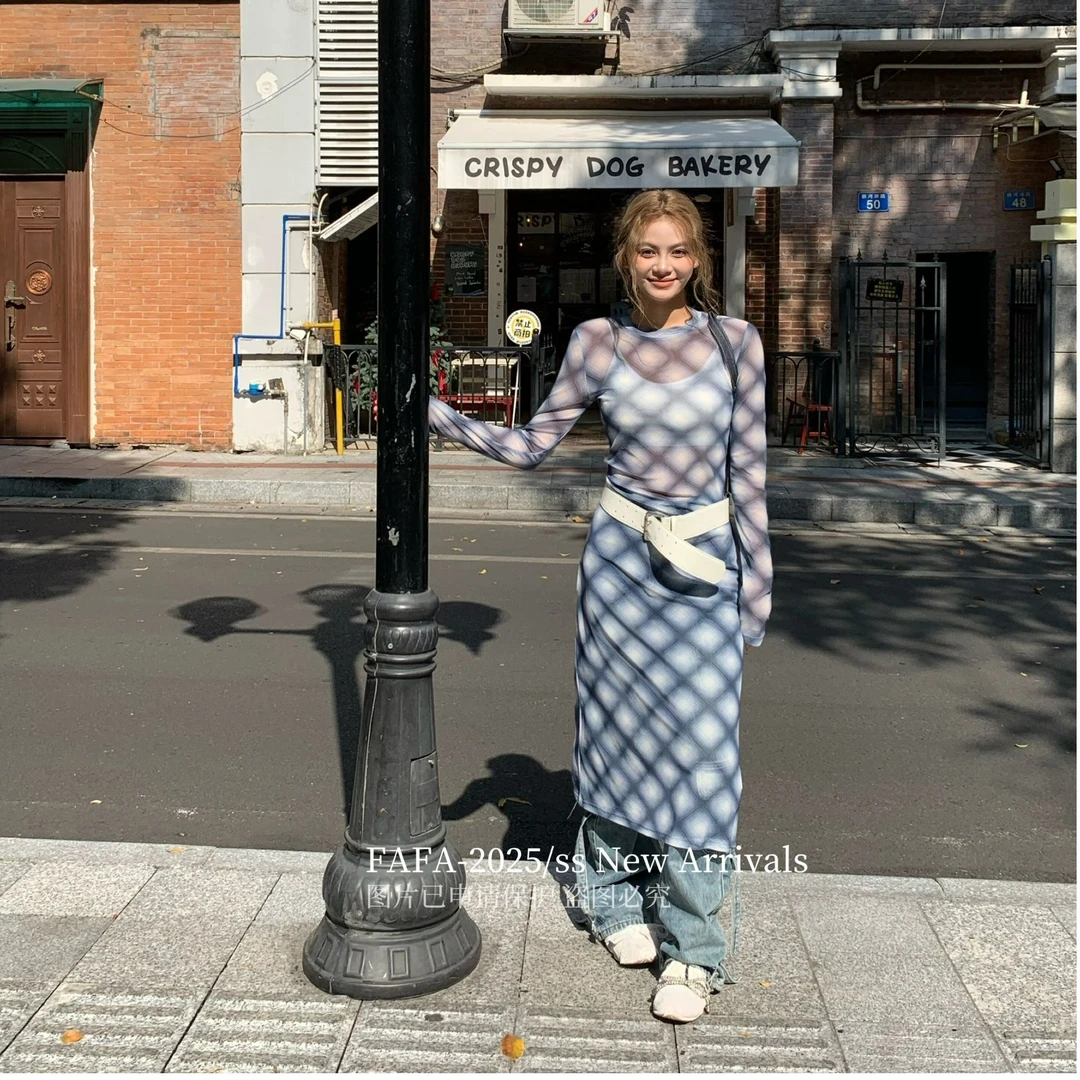 十三行FAFA-春夏福秒气质菱格休闲连衣裙#6101