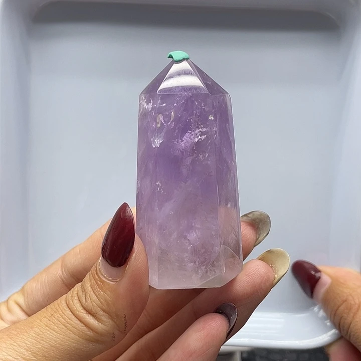 珠宝半成品水晶未镶嵌18紫水晶柱高6.1宽2.9