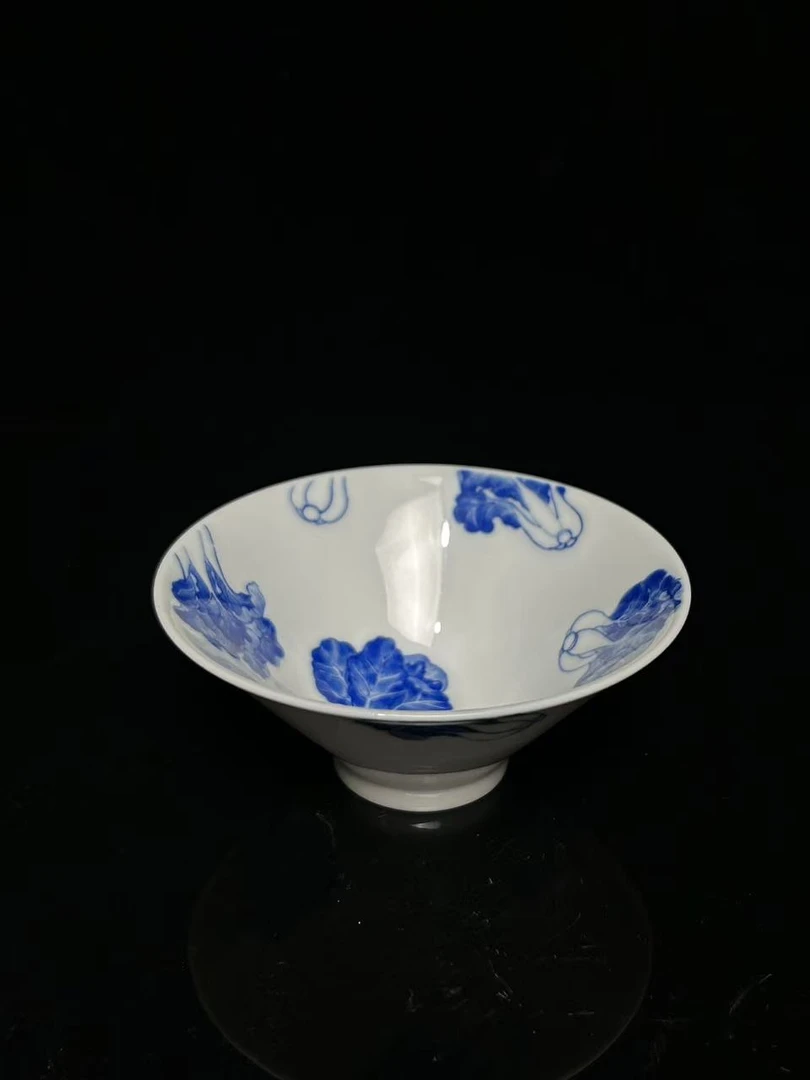 復见预售青花白菜斗笠杯  JK214