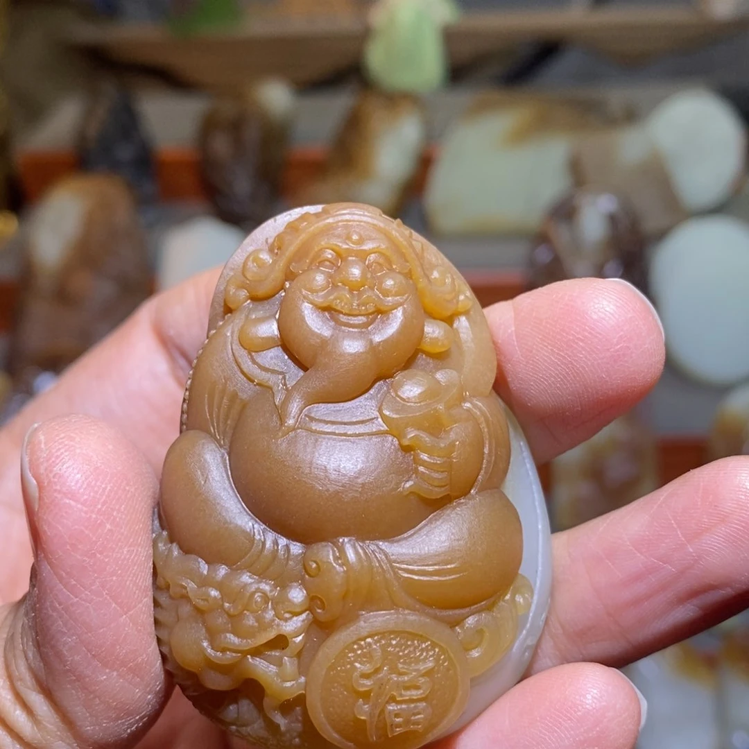 颈饰未镶嵌和田玉秋*落财神爷爷