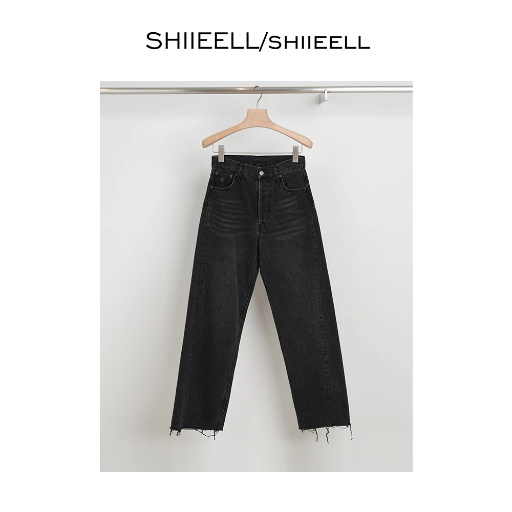 SHIIEELL设计款显瘦做坏脚口牛仔裤W3028