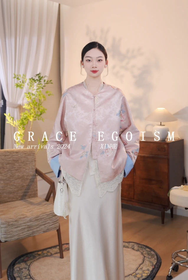 金禾【金禾专属】新款春季国风缎面提花气质款外套3051