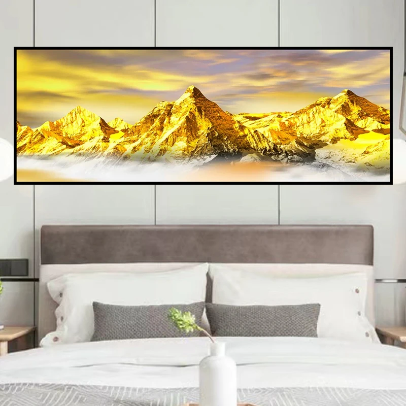 背靠金山卧室床头装饰自粘画客厅电视背景墙书房防水酒店民宿贴画