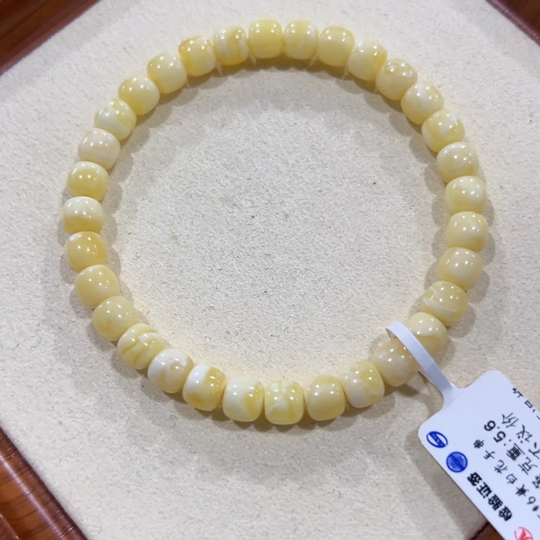 未镶嵌蜜蜡手串6.5m白花老型