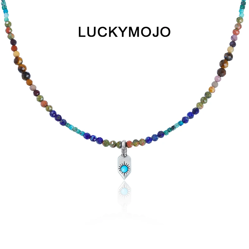 LUCKYMOJO 非金属亚克力项链 小众时尚设计感蓝色拼接彩色项链女